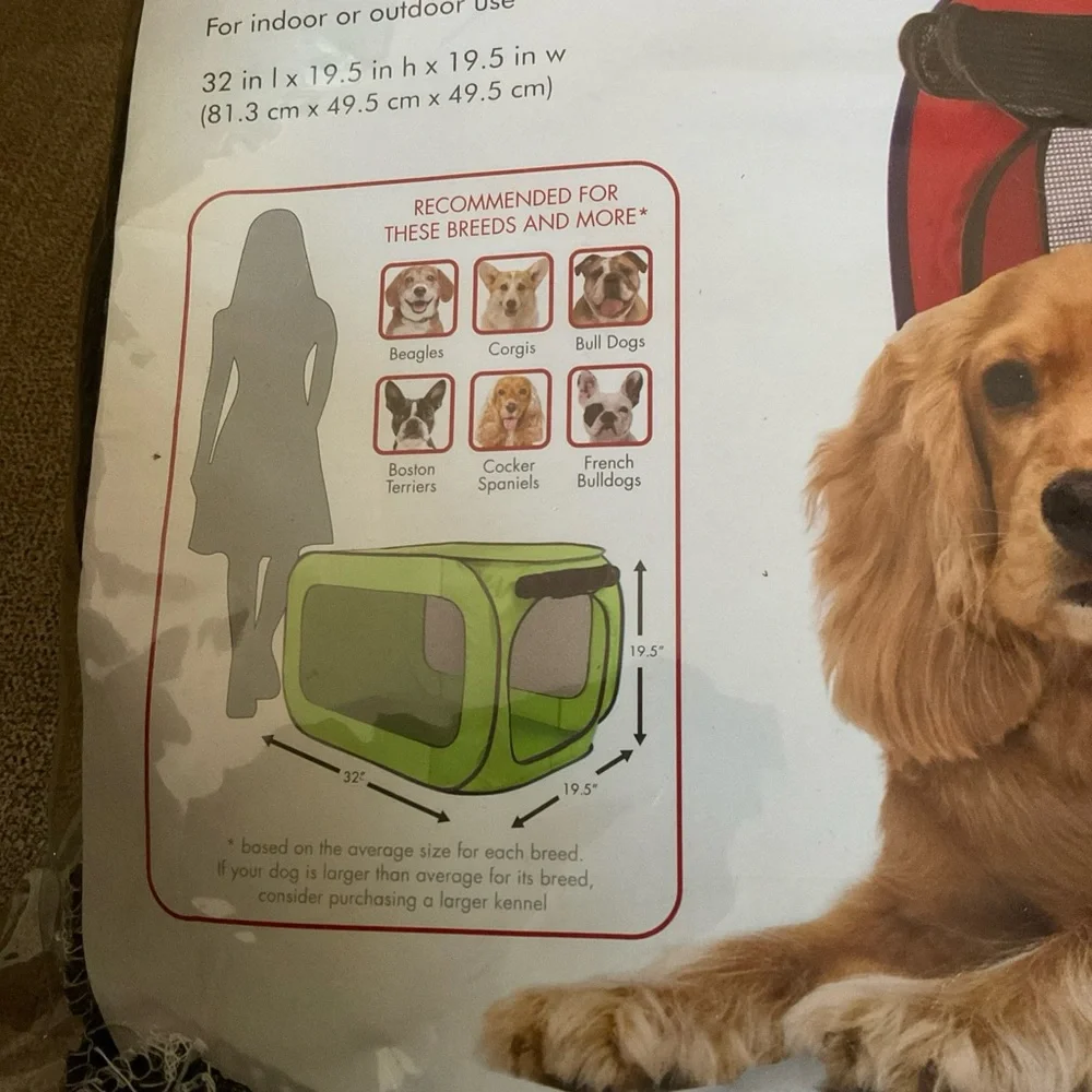 Pop Open Dog Kennel, up to 50 pounds, med. size dogs, light green, sturdy